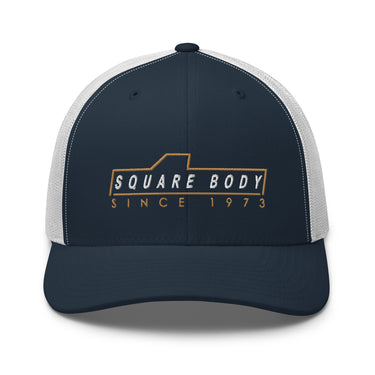square body trucker hat in navy and white - Aggressive Thread Auto Apparel